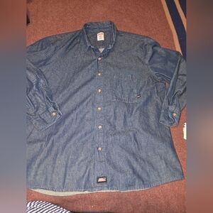 Men's 2XL Dickies Denim Button Up Shirt Long Sleeve